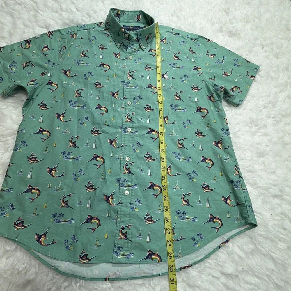 Polo Ralph Lauren Men's Large Shirt Sailing All Over Print Button Up Fish Island